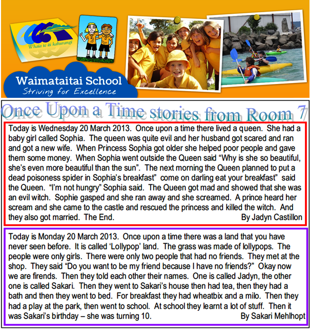 Waimataitai School - Once Upon a Time Stories