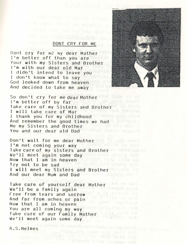Don't Cry for Me by A.S. Nelmes